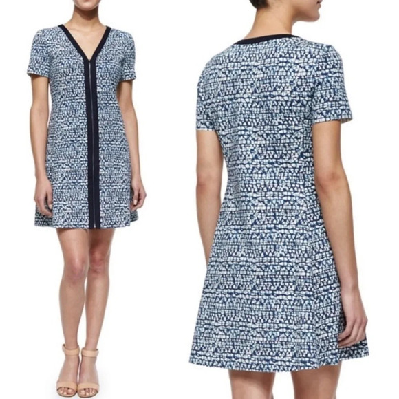 Tory Burch Geometric Print Zip Front Ponte Dress - Picture 3 of 14